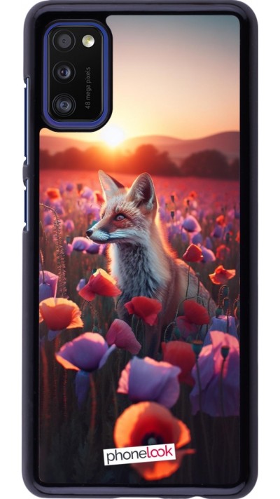 Samsung Galaxy A41 Case Hülle - Purpurroter Fuchs bei Dammerung