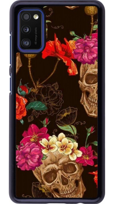 Hülle Samsung Galaxy A41 - Skulls and flowers