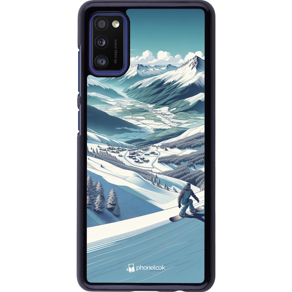 Samsung Galaxy A41 Case Hülle - Snowboarder Berg