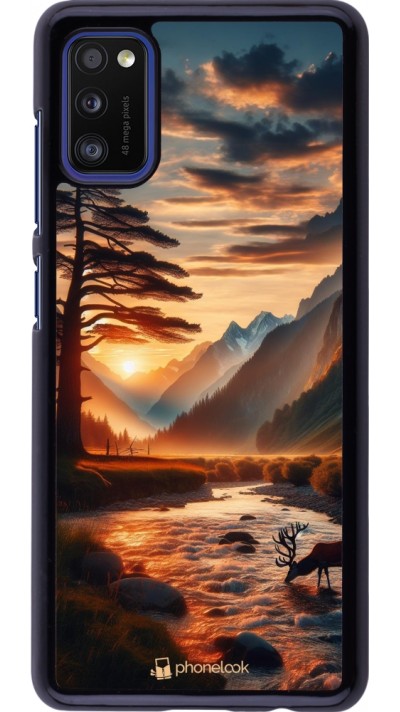 Samsung Galaxy A41 Case Hülle - Tal Sonnenuntergang Hirsch Baum