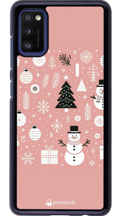 Coque Samsung Galaxy A41 - Noël 2024 Rose Snowman Christmas