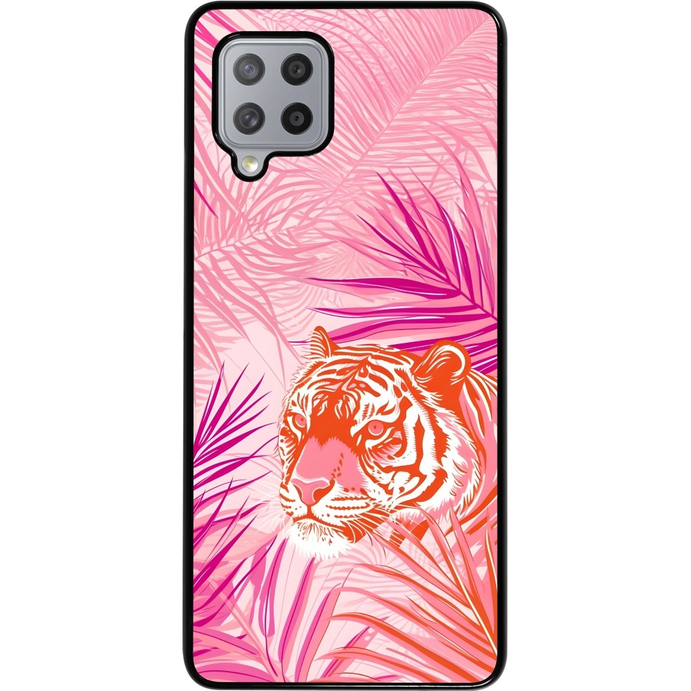 Samsung Galaxy A42 5G Case Hülle - Tiger Palmen rosa