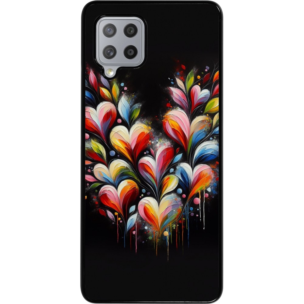 Samsung Galaxy A42 5G Case Hülle - Valentin 2024 Schwarzes Herz Abstrakt