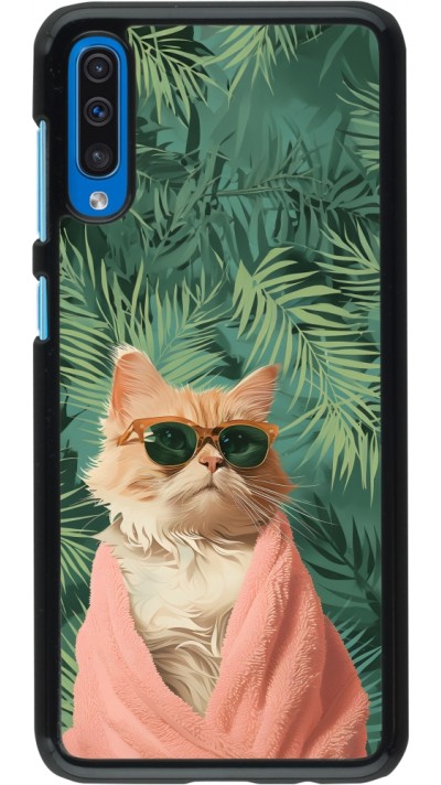 Samsung Galaxy A50 Case Hülle - Cat Summer Palms