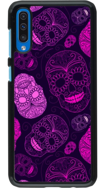 Samsung Galaxy A50 Case Hülle - Halloween 2023 pink skulls