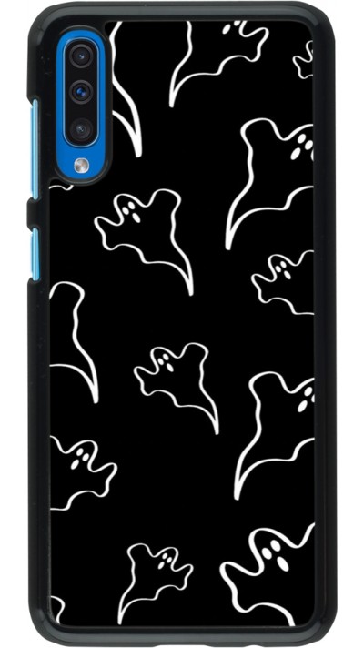 Samsung Galaxy A50 Case Hülle - Halloween 2024 black and white ghosts