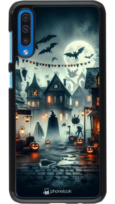 Samsung Galaxy A50 Case Hülle - Halloween Spukstadt