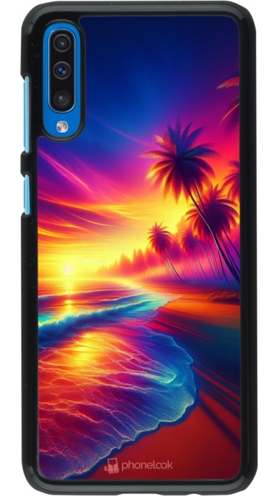 Samsung Galaxy A50 Case Hülle - Strand Sonnenuntergang auffällig