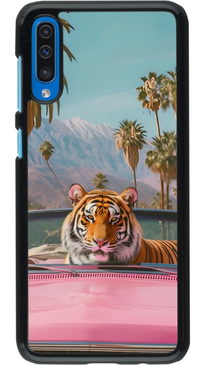 Coque Samsung Galaxy A50 - Tigre voiture rose