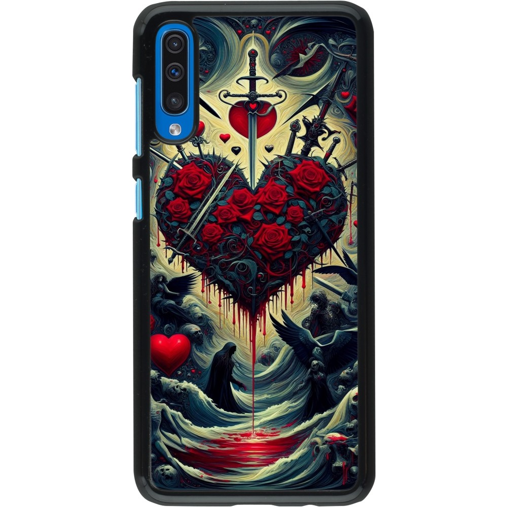 Samsung Galaxy A50 Case Hülle - Dunkle Liebe Herz Blut