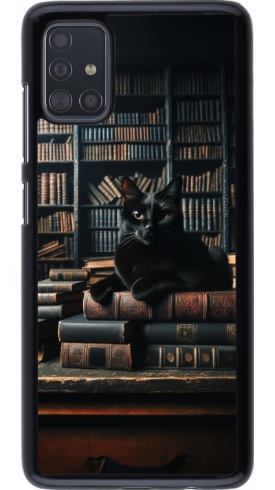 Samsung Galaxy A51 Case Hülle - Katze Bücher dunkel