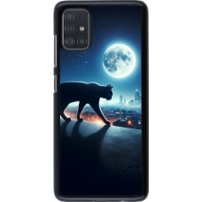 Samsung Galaxy A51 Case Hülle - Schwarze Katze unter dem Vollmond