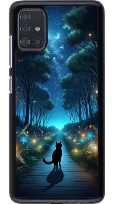 Samsung Galaxy A51 Case Hülle - Schwarze Katze Spaziergang