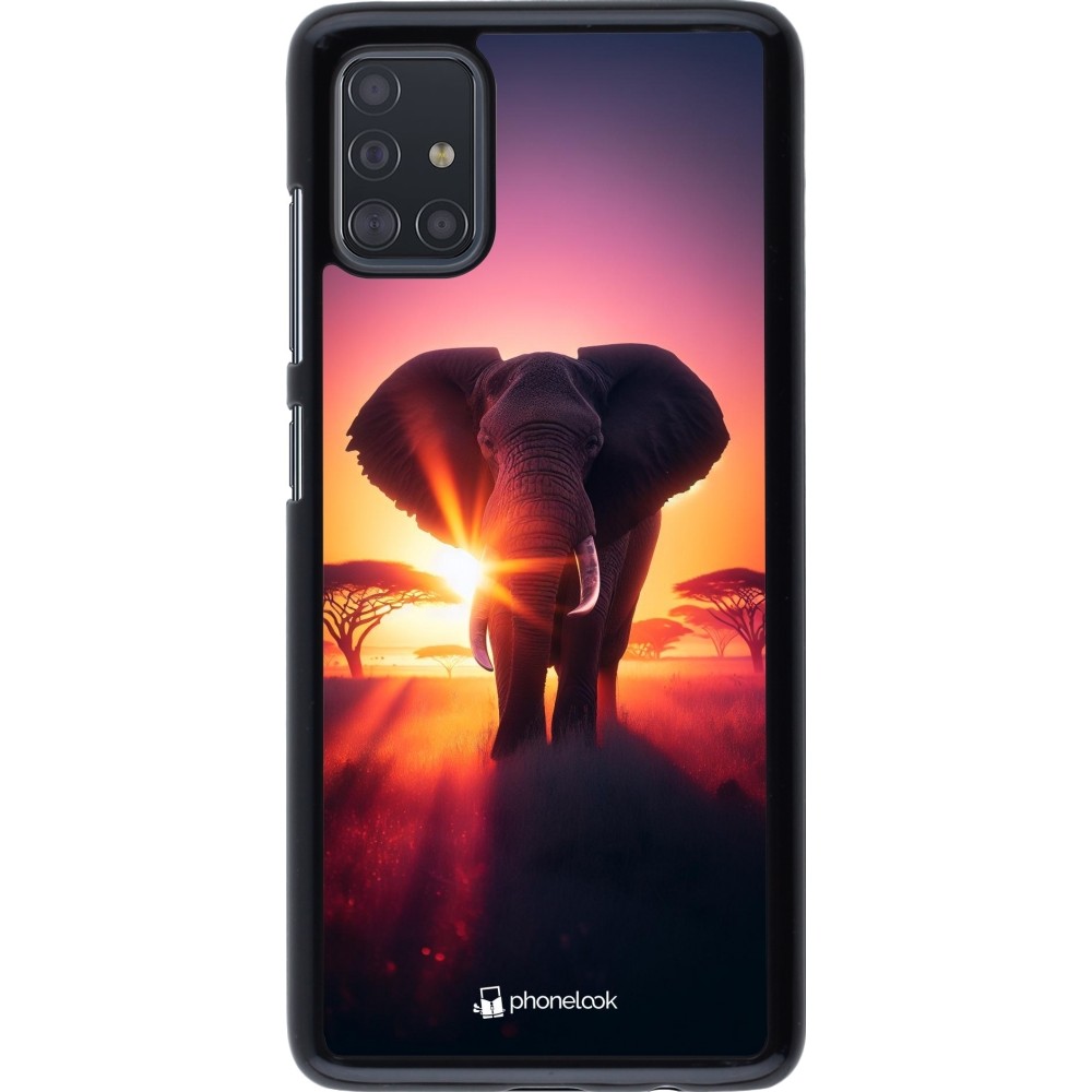 Samsung Galaxy A51 Case Hülle - Elefant Sonnenaufgang Schönheit