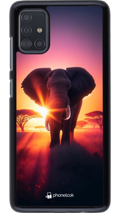 Samsung Galaxy A51 Case Hülle - Elefant Sonnenaufgang Schönheit