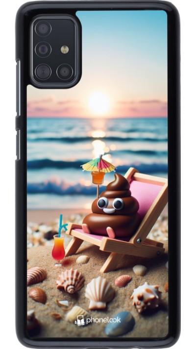 Samsung Galaxy A51 Case Hülle - Kackhaufen Emoji auf Liegestuhl