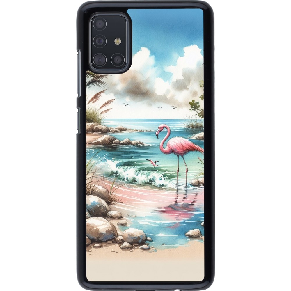 Samsung Galaxy A51 Case Hülle - Flamingo Aquarell