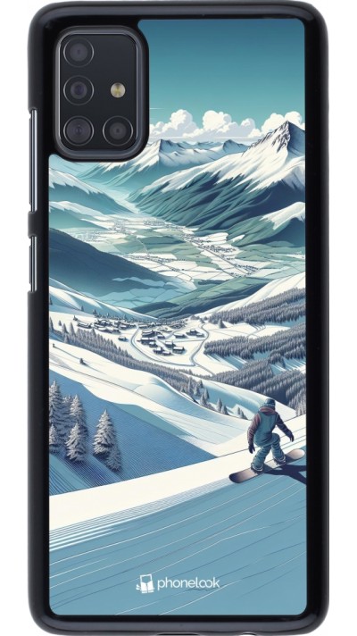 Samsung Galaxy A51 Case Hülle - Snowboarder Berg