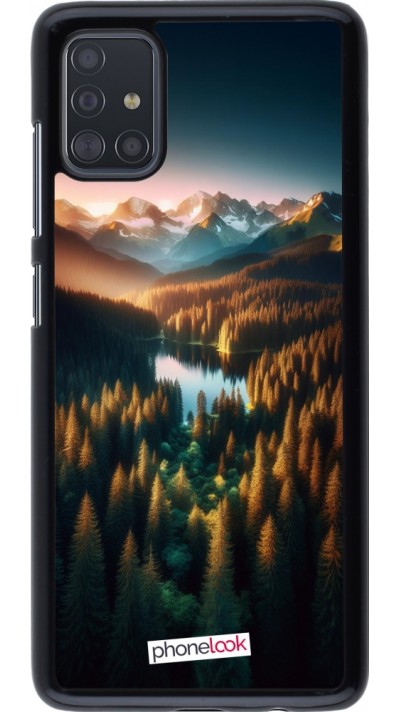 Samsung Galaxy A51 Case Hülle - Sonnenuntergang Waldsee