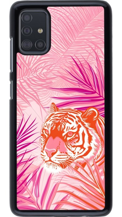 Coque Samsung Galaxy A51 - Tigre palmiers roses