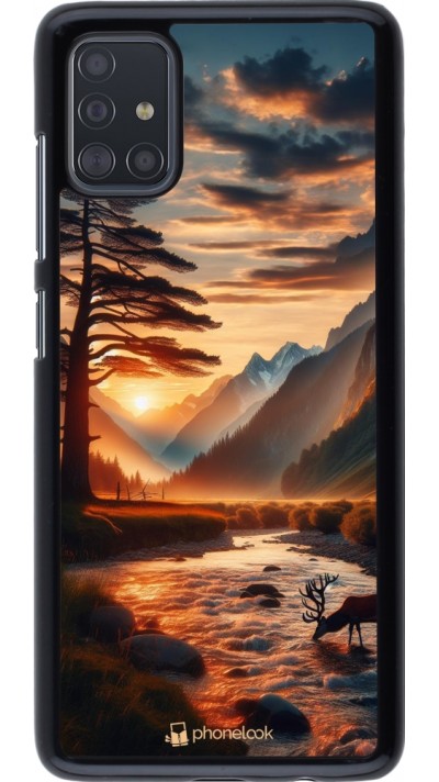 Samsung Galaxy A51 Case Hülle - Tal Sonnenuntergang Hirsch Baum