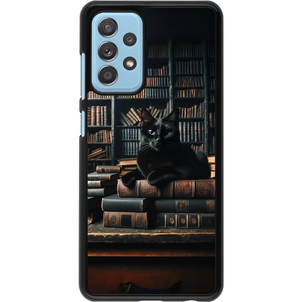 Samsung Galaxy A52 Case Hülle - Katze Bücher dunkel