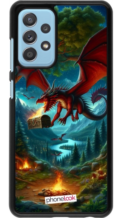 Samsung Galaxy A52 Case Hülle - Drache Fliegend Wald Schatz