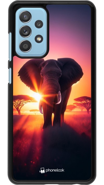 Samsung Galaxy A52 Case Hülle - Elefant Sonnenaufgang Schönheit