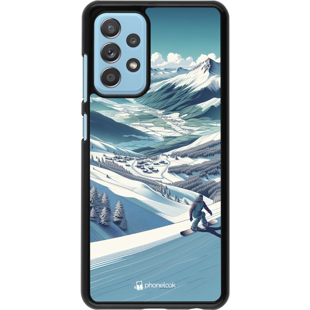 Samsung Galaxy A52 Case Hülle - Snowboarder Berg