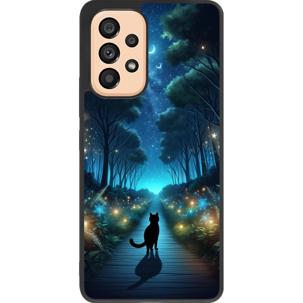 Samsung Galaxy A53 5G Case Hülle - Silikon schwarz Schwarze Katze Spaziergang