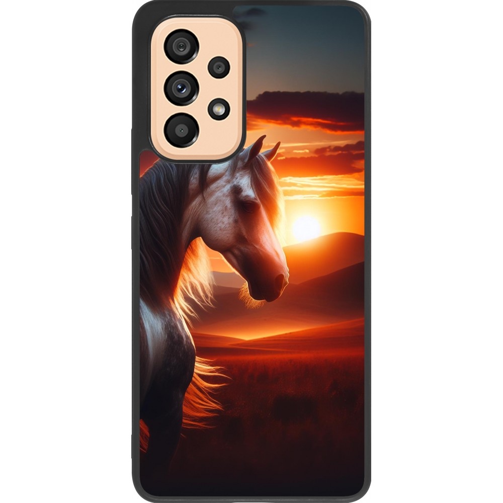 Samsung Galaxy A53 5G Case Hülle - Silikon schwarz Majestätischer Sonnenuntergang Pferd