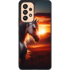 Samsung Galaxy A53 5G Case Hülle - Silikon schwarz Majestätischer Sonnenuntergang Pferd