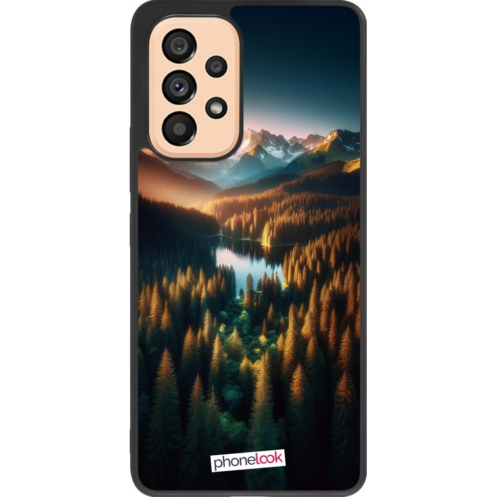 Samsung Galaxy A53 5G Case Hülle - Silikon schwarz Sonnenuntergang Waldsee