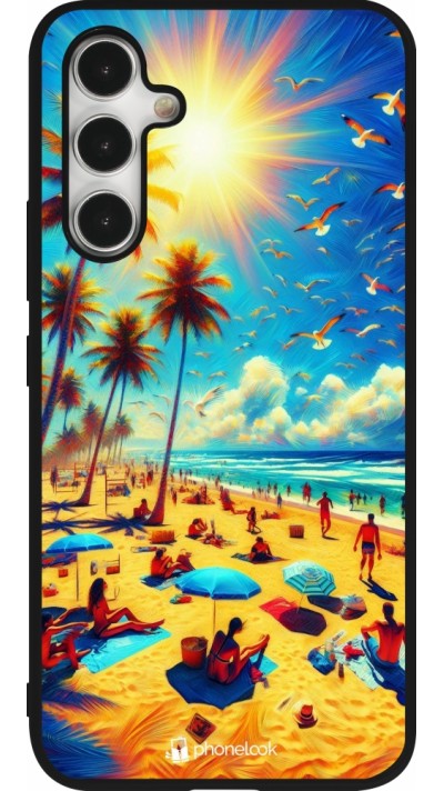 Samsung Galaxy A54 Case Hülle - Silikon schwarz Sommer Paradies Farbe