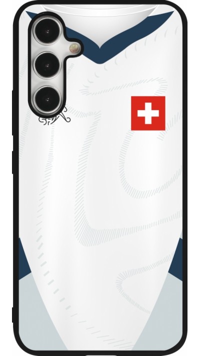 Coque Samsung Galaxy A54 5G - Silicone rigide noir Maillot de football Suisse Extérieur personnalisable