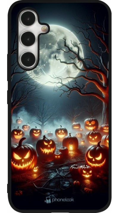 Samsung Galaxy A54 Case Hülle - Silikon schwarz Halloween 2024 Viele Kuerbisse