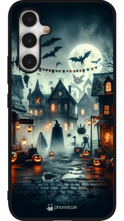 Samsung Galaxy A54 Case Hülle - Silikon schwarz Halloween Spukstadt