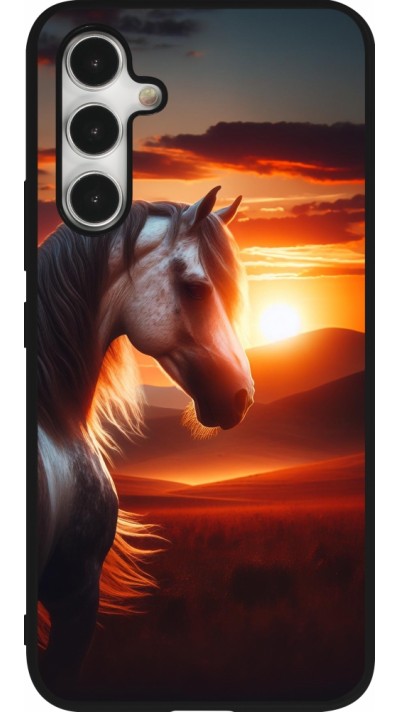 Samsung Galaxy A54 Case Hülle - Silikon schwarz Majestätischer Sonnenuntergang Pferd