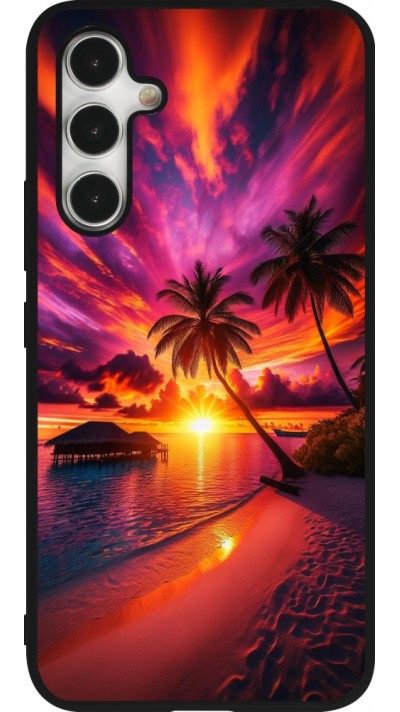 Samsung Galaxy A54 Case Hülle - Silikon schwarz Malediven Abenddämmerung Glückseligkeit