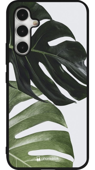 Samsung Galaxy A54 Case Hülle - Silikon schwarz Monstera Plant