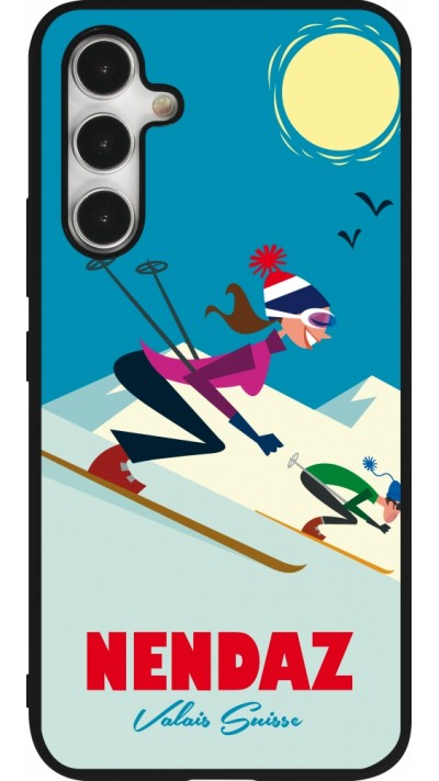 Coque Samsung Galaxy A54 5G - Silicone rigide noir Nendaz Ski Downhill