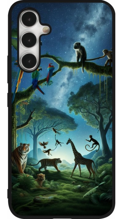 Coque Samsung Galaxy A54 5G - Silicone rigide noir Paradis des animaux exotiques