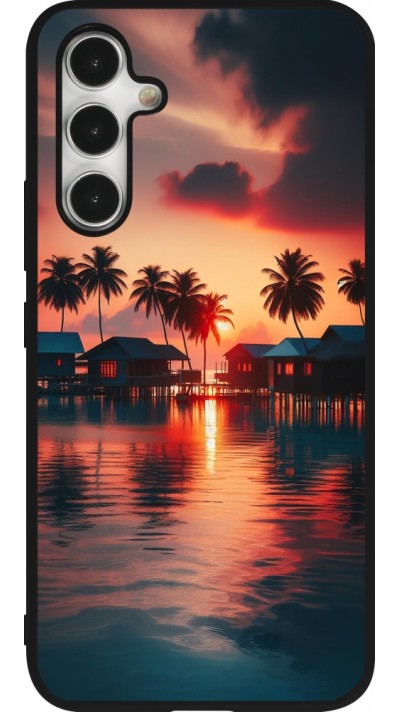 Coque Samsung Galaxy A54 5G - Silicone rigide noir Paradis Maldives