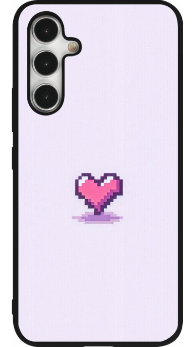 Coque Samsung Galaxy A54 5G - Silicone rigide noir Pixel Coeur Violet Clair