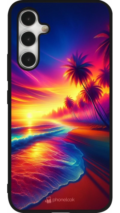 Samsung Galaxy A54 Case Hülle - Silikon schwarz Strand Sonnenuntergang auffällig