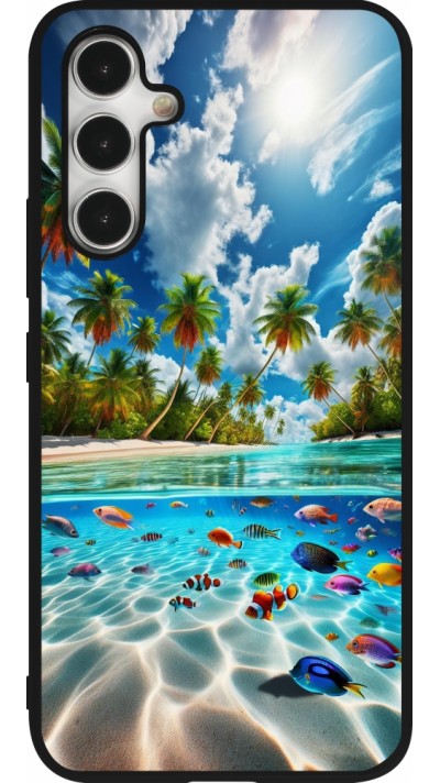 Coque Samsung Galaxy A54 5G - Silicone rigide noir Plage Paradis