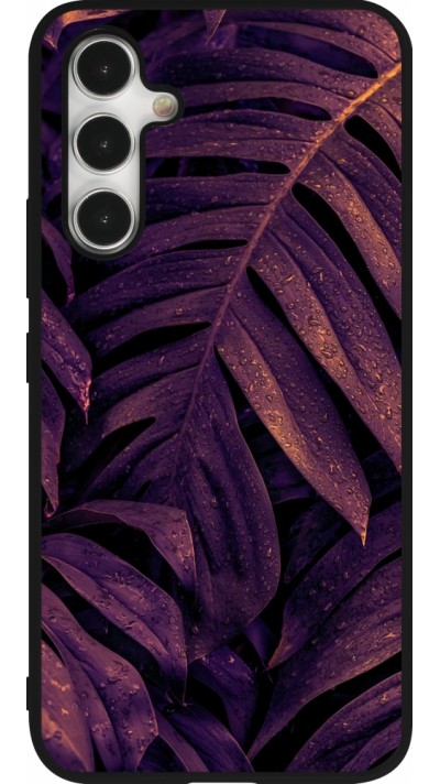 Coque Samsung Galaxy A54 5G - Silicone rigide noir Purple Light Leaves