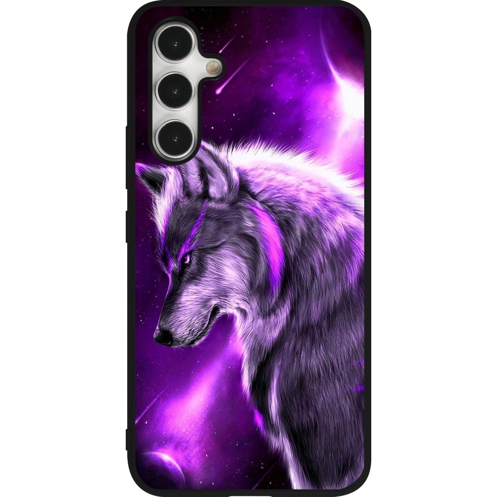 Samsung Galaxy A54 Case Hülle - Silikon schwarz Purple Sky Wolf