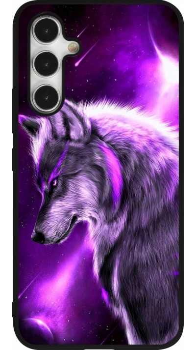 Coque Samsung Galaxy A54 5G - Silicone rigide noir Purple Sky Wolf