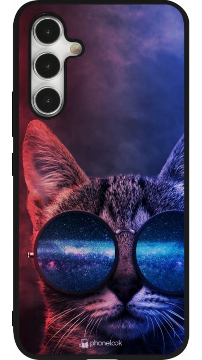 Coque Samsung Galaxy A54 5G - Silicone rigide noir Red Blue Cat Glasses